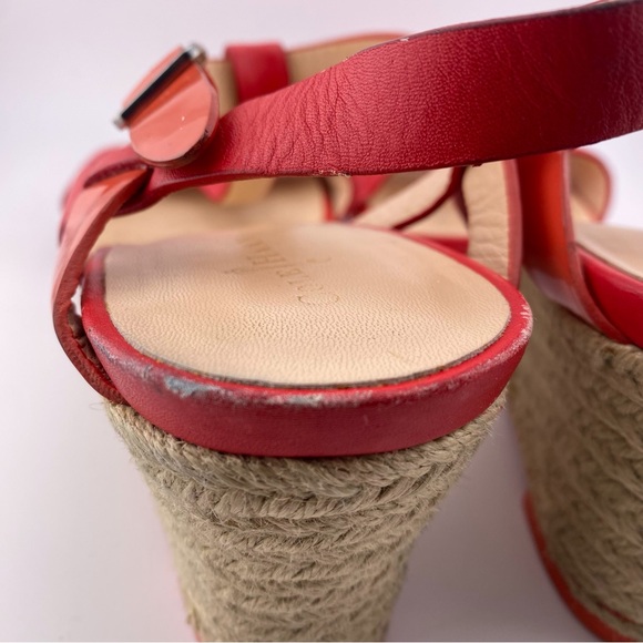 Cole Haan Elisabeth Wedge Nike Air Red Leather Sandals - Picture 13 of 15